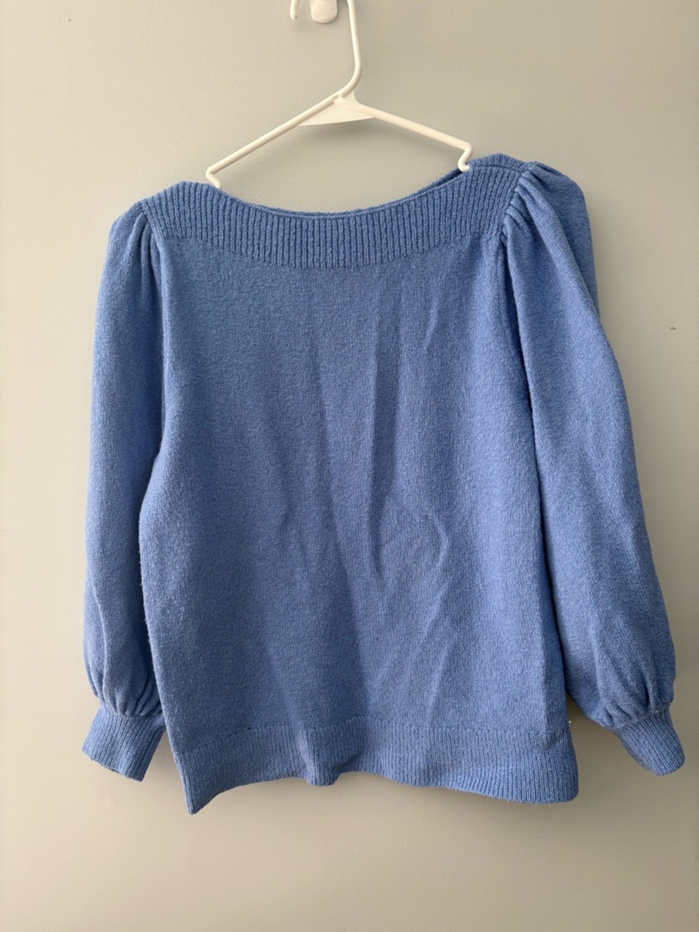 LOFT Light Blue Off-the-Shoulder Puff Sleeve Sweater